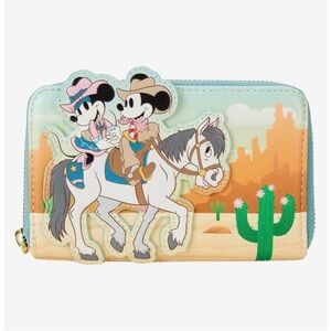 Loungefly NWT Disney Mickey and Minnie Cowboy Western Zipper Wallet